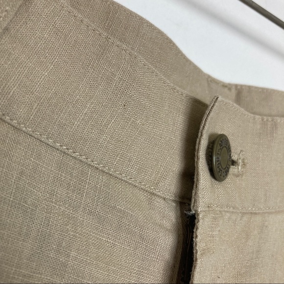 Vintage high waisted linen blend mom shorts khaki - Picture 4 of 9